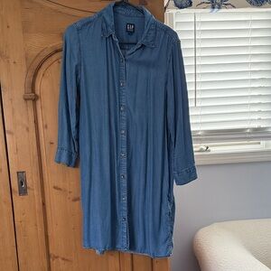 GAP Blue Long Sleeve Denim Dress